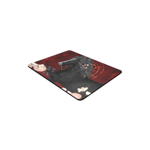 Black horse with flowers Rectangle Mousepad