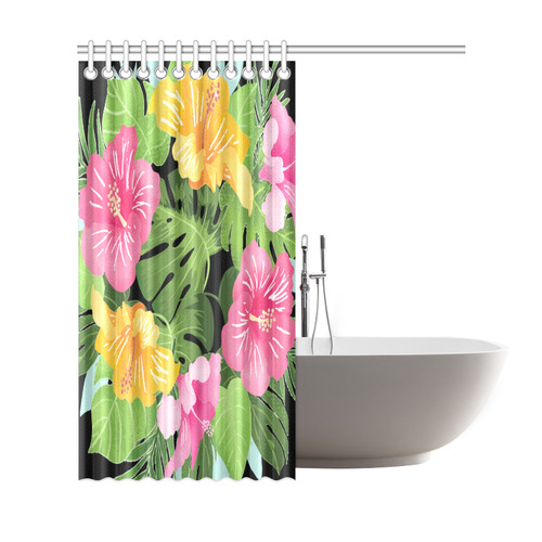 Aloha Tropical Floral Hawaiian Flowers Shower Curtain 69"x72"