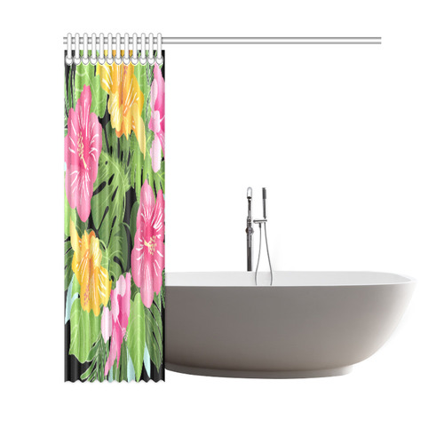 Aloha Tropical Floral Hawaiian Flowers Shower Curtain 69"x70"