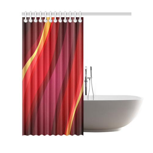 Red Orange Yellow Abstract Art Waves Shower Curtain 69"x72"