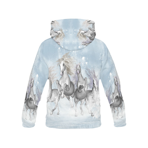 Awesome white wild horses All Over Print Hoodie for Men (USA Size) (Model H13)