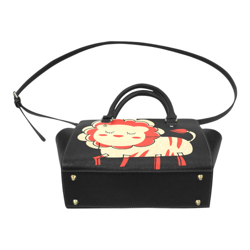 Cute Lion For Kids Animal Art Red Mane Classic Shoulder Handbag (Model 1653)