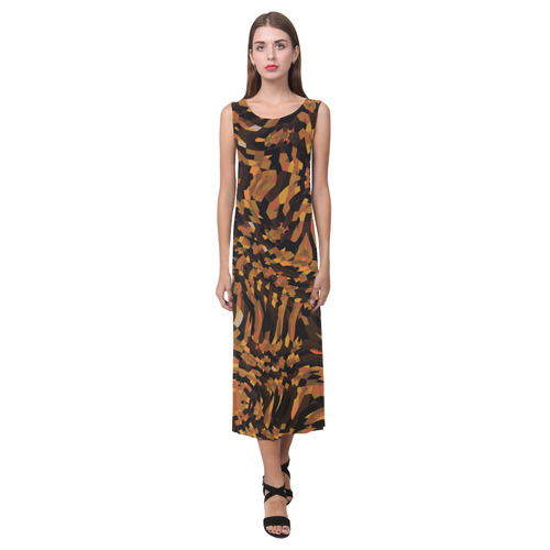 Bronze and Brown Abstract Phaedra Sleeveless Open Fork Long Dress (Model D08)