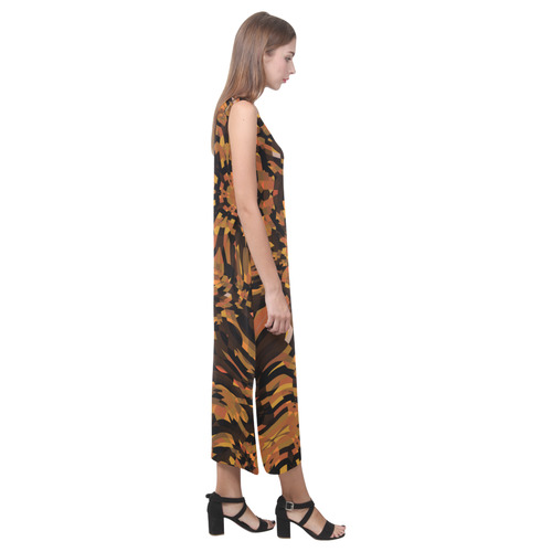 Bronze and Brown Abstract Phaedra Sleeveless Open Fork Long Dress (Model D08)