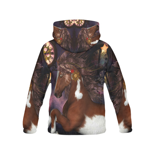 Awesome steampunk horse with clocks gears All Over Print Hoodie for Men (USA Size) (Model H13)