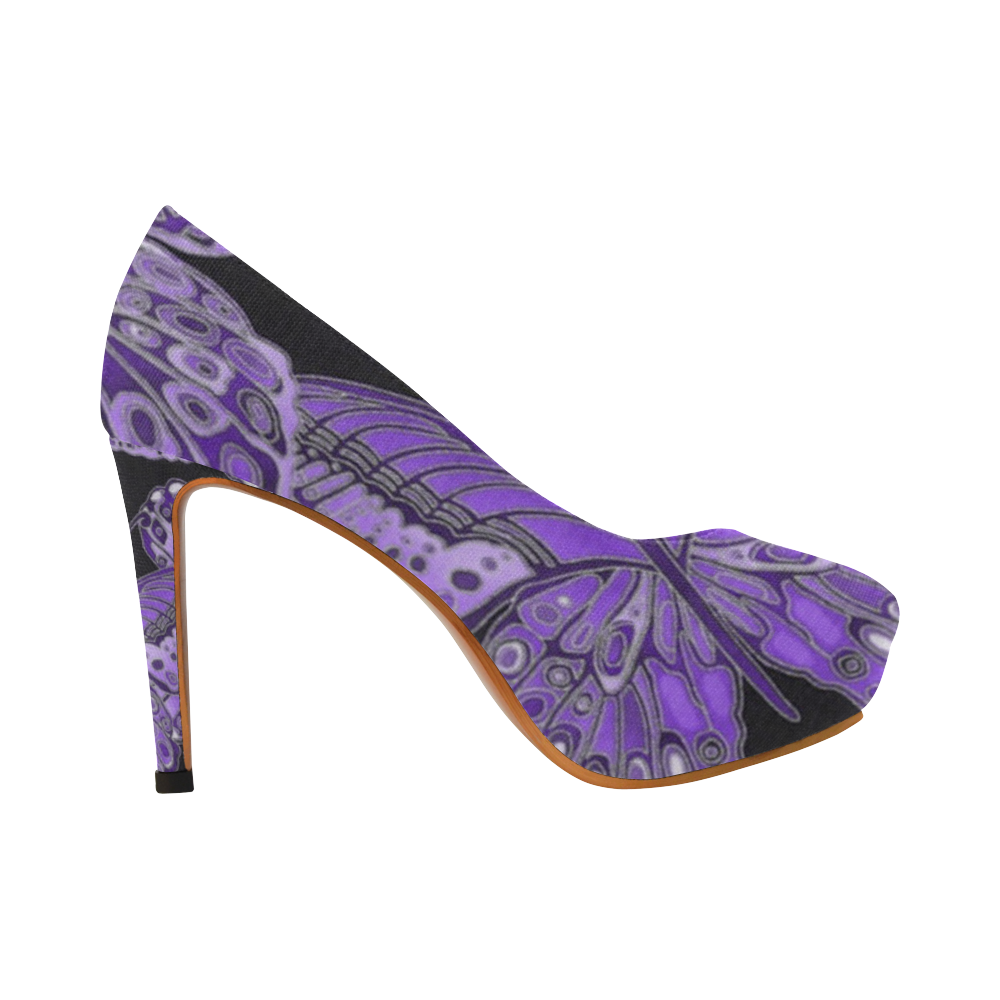 purple heels with butterflies