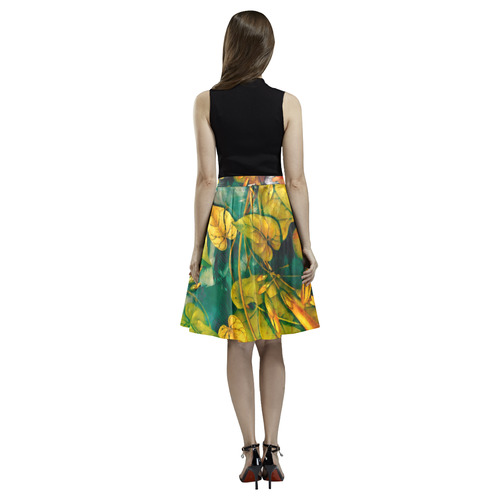 flowers Melete Pleated Midi Skirt (Model D15)