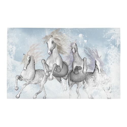 Awesome white wild horses Bath Rug 20''x 32''