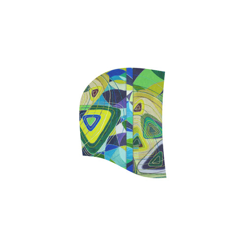 Abstract Geometric Fabric Painting Blue Green All Over Print Sleeveless Hoodie for Women (Model H15)