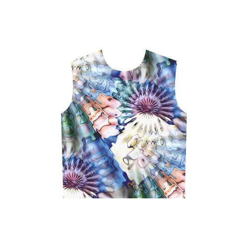 Magic Waves Ripples Blue Lilac Cream All Over Print Sleeveless Hoodie for Women (Model H15)