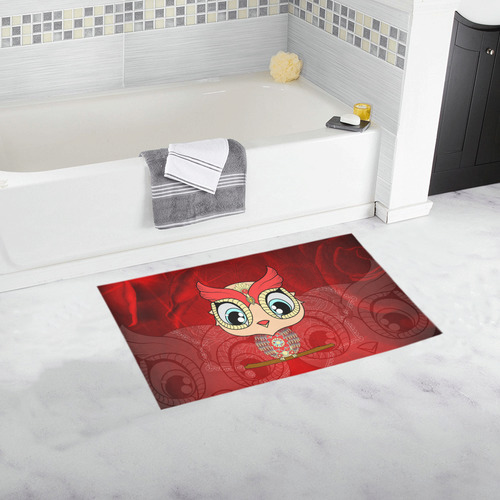 Cute owl, mandala design colorful Bath Rug 16''x 28''