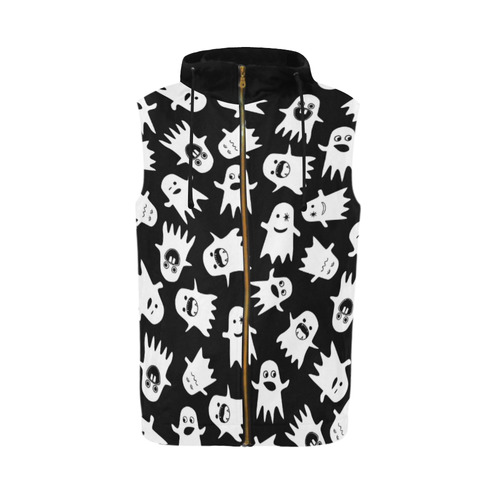 Halloween Ghosts All Over Print Sleeveless Zip Up Hoodie for Men (Model H16)