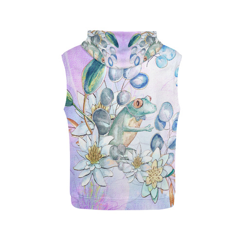 The frog with  waterlily All Over Print Sleeveless Hoodie for Men (Model H15)