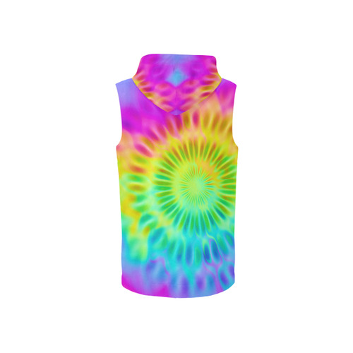 Magic Fractal Flower Neon Colored All Over Print Sleeveless Zip Up Hoodie for Women (Model H16)