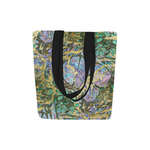 Abstract Green Watercolor Brush Painting with Gold Canvas Tote Bag (Model 1657)