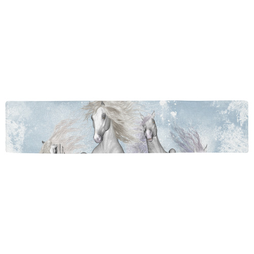 Awesome white wild horses Table Runner 16x72 inch