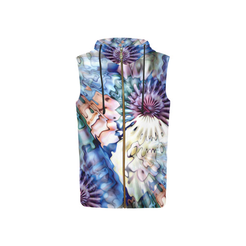 Magic Waves Ripples Blue Lilac Cream All Over Print Sleeveless Zip Up Hoodie for Women (Model H16)
