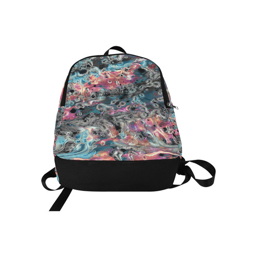 Acryl Paint Flowing Brushe Strokes Cyan Salmon Bla Fabric Backpack for Adult (Model 1659)