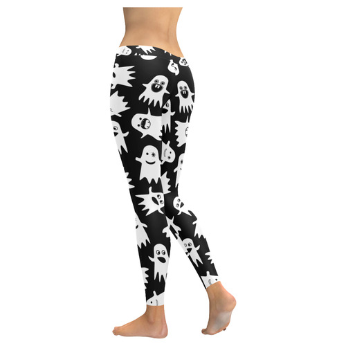 Halloween Ghosts Women's Low Rise Leggings (Invisible Stitch) (Model L05)