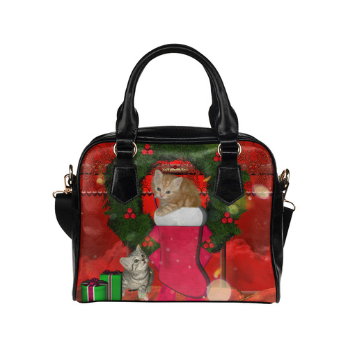 Christmas, funny kitten with gifts