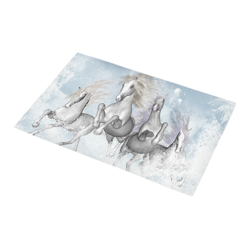Awesome white wild horses Bath Rug 16''x 28''