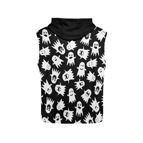 Halloween Ghosts All Over Print Sleeveless Hoodie for Men (Model H15)