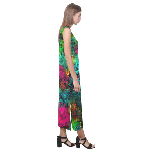 squiggly abstract B by JamColors Phaedra Sleeveless Open Fork Long Dress (Model D08)