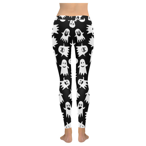 Halloween Ghosts Women's Low Rise Leggings (Invisible Stitch) (Model L05)