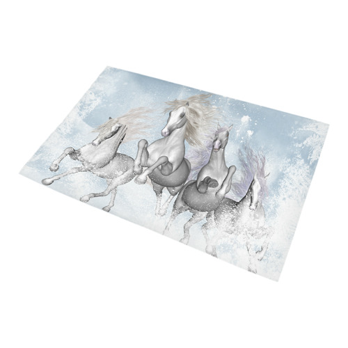 Awesome white wild horses Bath Rug 20''x 32''