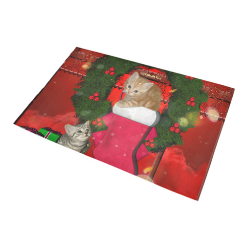 Christmas, funny kitten with gifts Bath Rug 20''x 32''