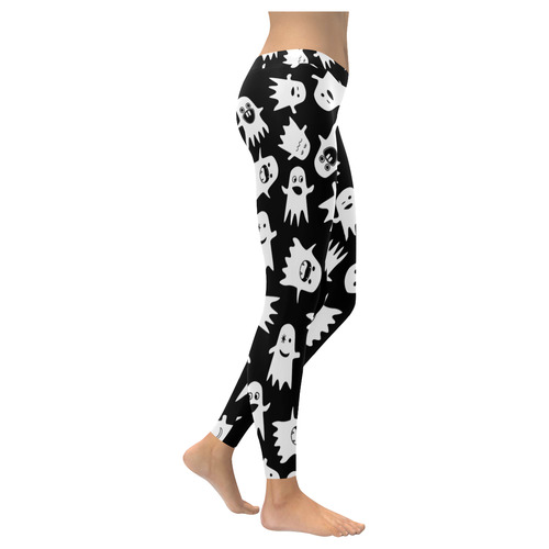 Halloween Ghosts Women's Low Rise Leggings (Invisible Stitch) (Model L05)