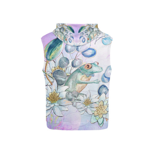 The frog with  waterlily All Over Print Sleeveless Hoodie for Kid (Model H15)