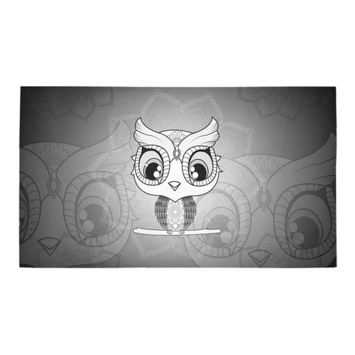 Cute owl, mandala design black and white Bath Rug 16''x 28''