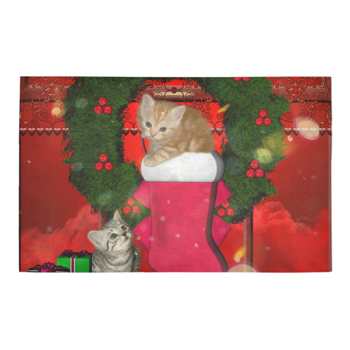 Christmas, funny kitten with gifts Bath Rug 20''x 32''