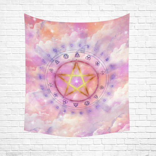 Sunset Pentacle Pagan Art by Tabz Jones Cotton Linen Wall Tapestry 51"x 60"