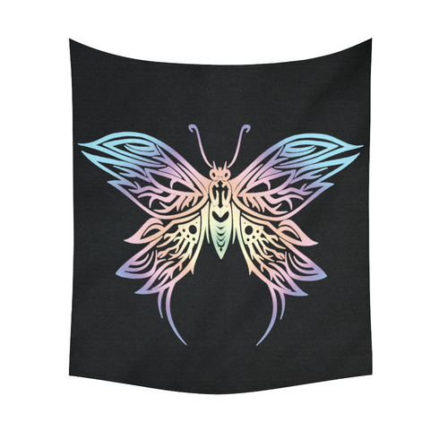 Black Cross Pastel Goth Butterfly Fantasy Art Cotton Linen Wall Tapestry 51"x 60"