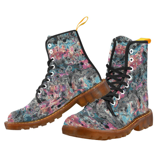 Acryl Paint Flowing Brushe Strokes Cyan Salmon Bla Martin Boots For Women Model 1203H