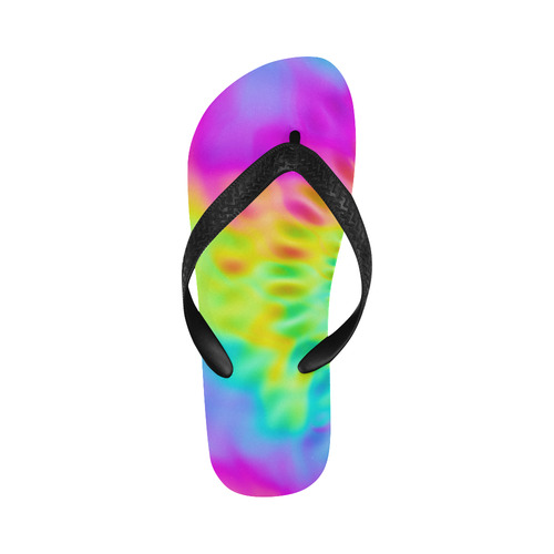 Magic Fractal Flower Neon Colored Flip Flops for Men/Women (Model 040)