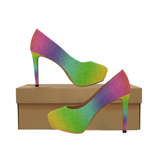 rainbow glitter high heels