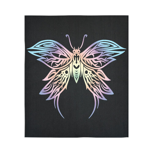 Black Cross Pastel Goth Butterfly Fantasy Art Cotton Linen Wall Tapestry 51"x 60"