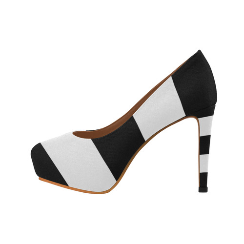 black and white striped high heel shoes