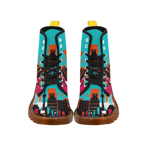 architecture skyline teal black orange Martin Boots For Women Model 1203H