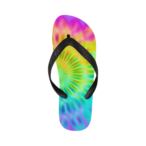 Magic Fractal Flower Neon Colored Flip Flops for Men/Women (Model 040)