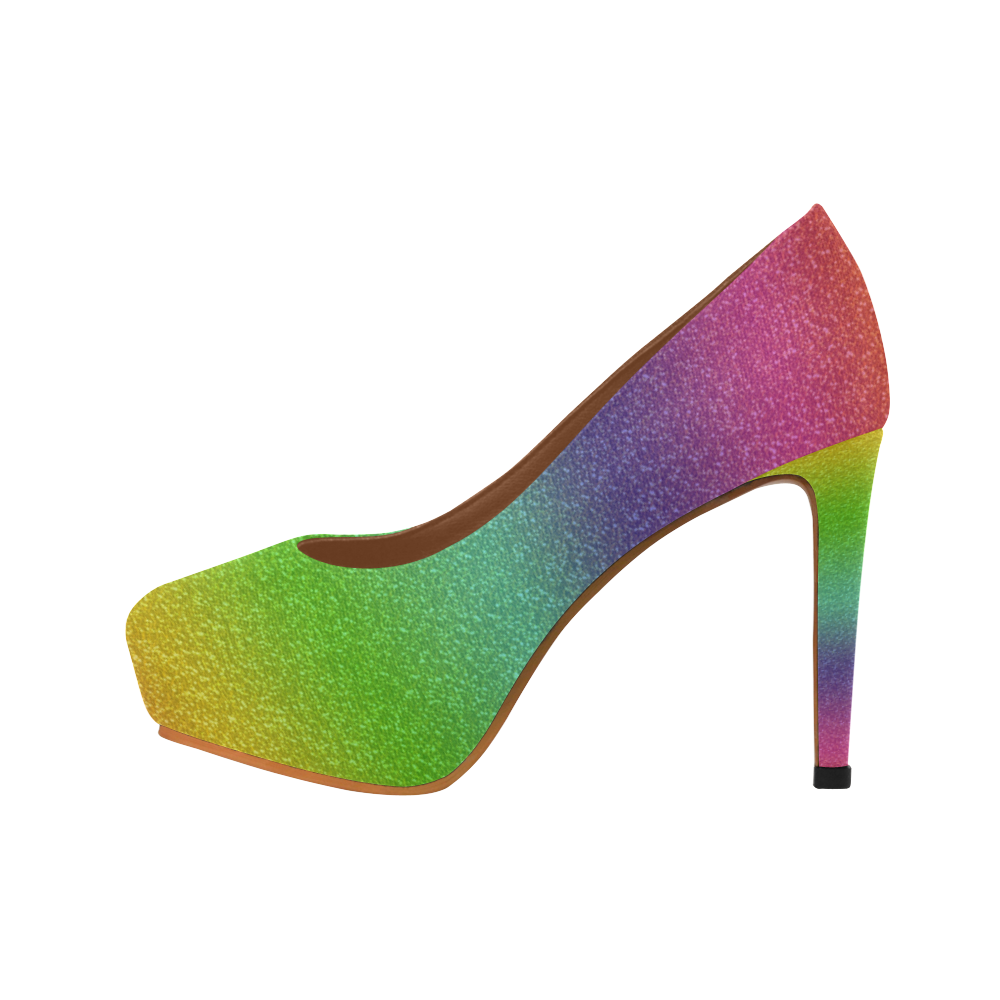 metallic rainbow glitter texture Women's High Heels (Model 044) ID