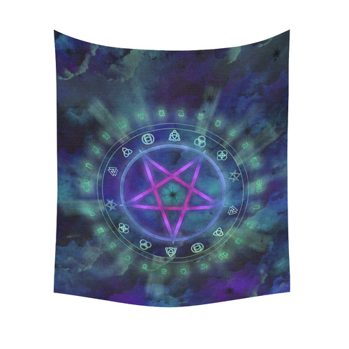 Decent Into Darkness Pentacle Pagan Art Cotton Linen Wall Tapestry 51"x 60"