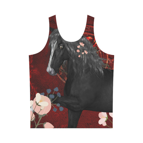 Black horse with flowers All Over Print Tank Top for Men (Model T43)