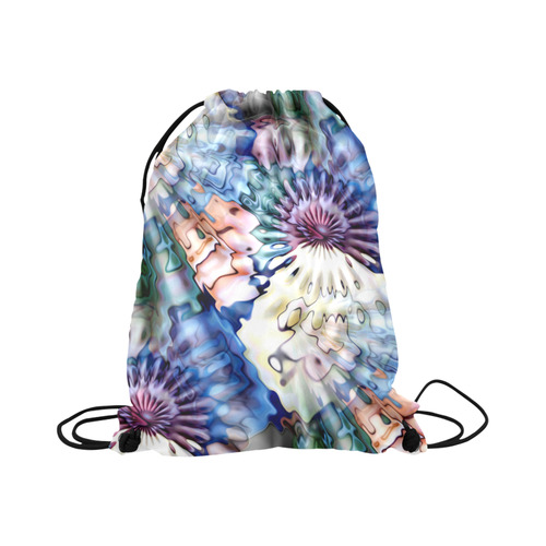 Magic Waves Ripples Blue Lilac Cream Large Drawstring Bag Model 1604 (Twin Sides)  16.5"(W) * 19.3"(H)