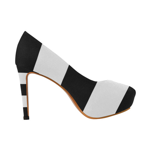 black and white striped high heel shoes