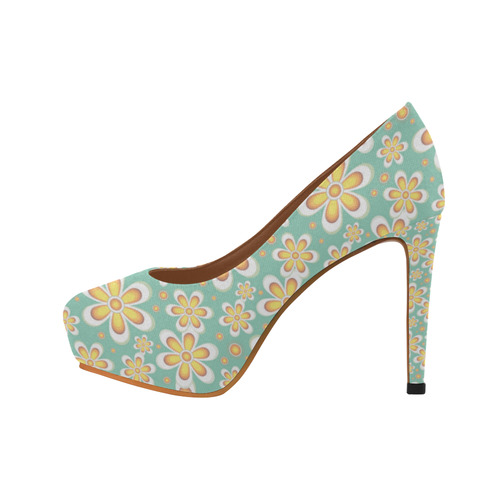 blue pattern heels