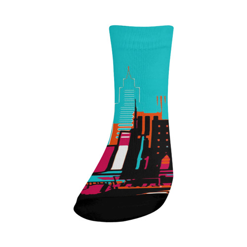 architecture skyline teal black orange Crew Socks